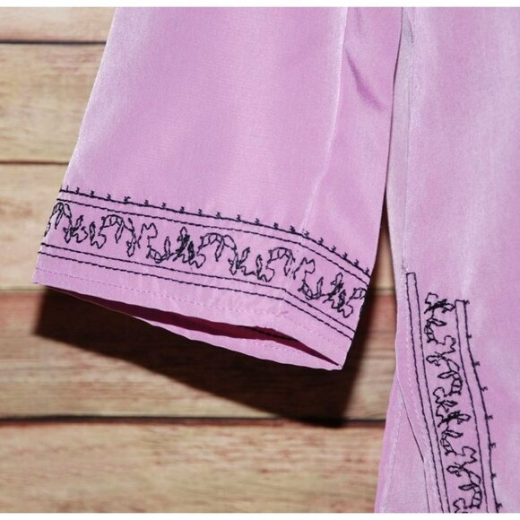 Brylane Woman Collection Purple Lilac Tunic Blouse Size 1X Embroidered V-Neck - Picture 4 of 10